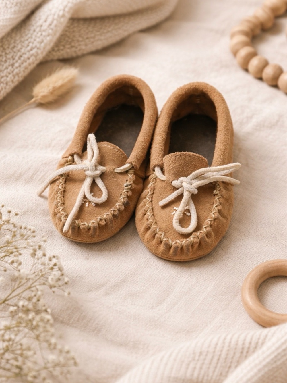 Cozy Brown Kids Moccasins